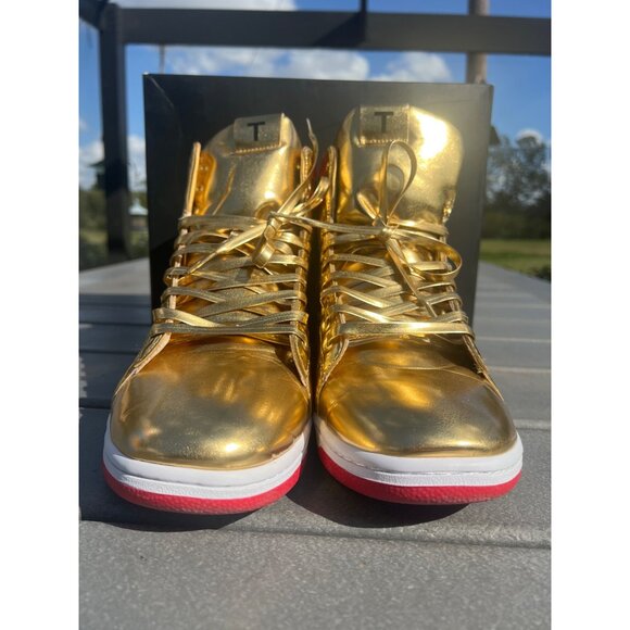 Gold and Red High-Top Sneakers - Picture 6 of 14